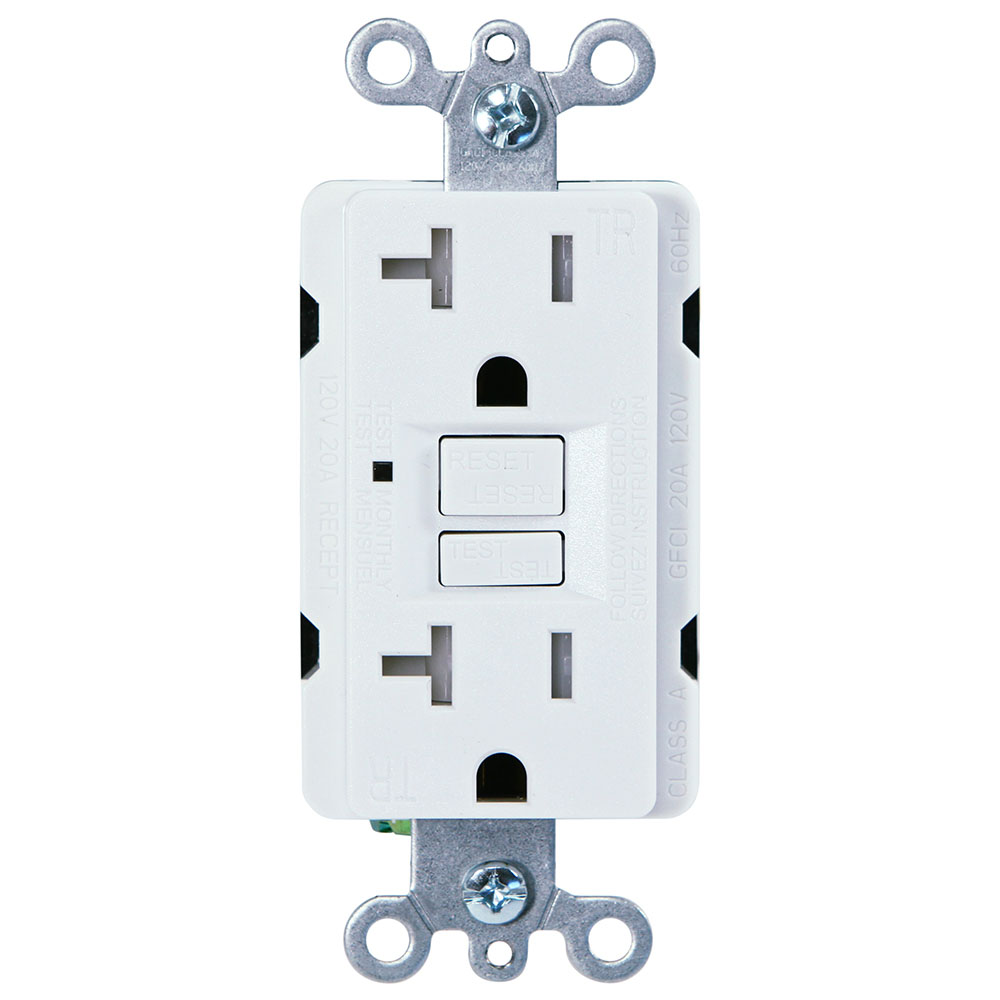 USI Electric G1320TRWH 20 Amp GFCI Receptacle Duplex Outlet Protection, White 