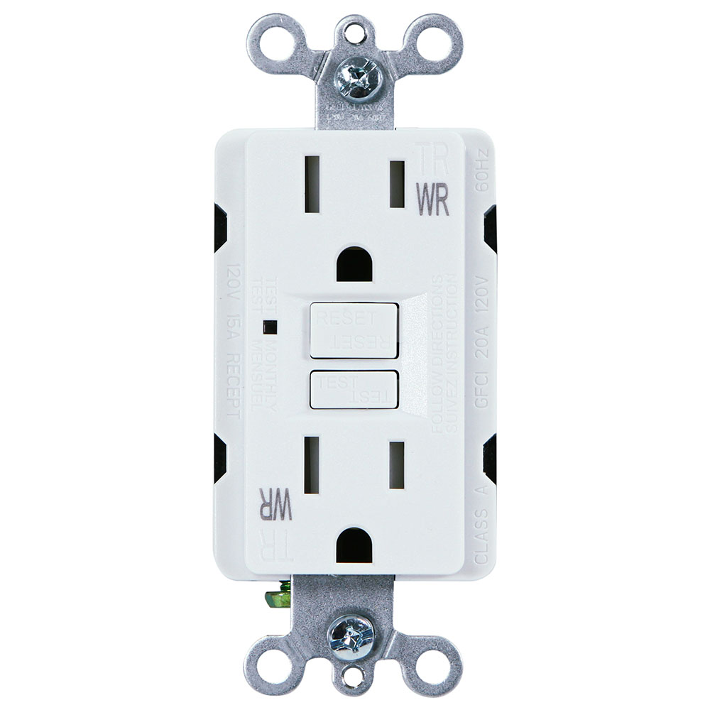 USI Electric G1415TWRWH 15 Amp GFCI Weather Resistant Outdoor Receptacle Duplex Outlet Protection, White