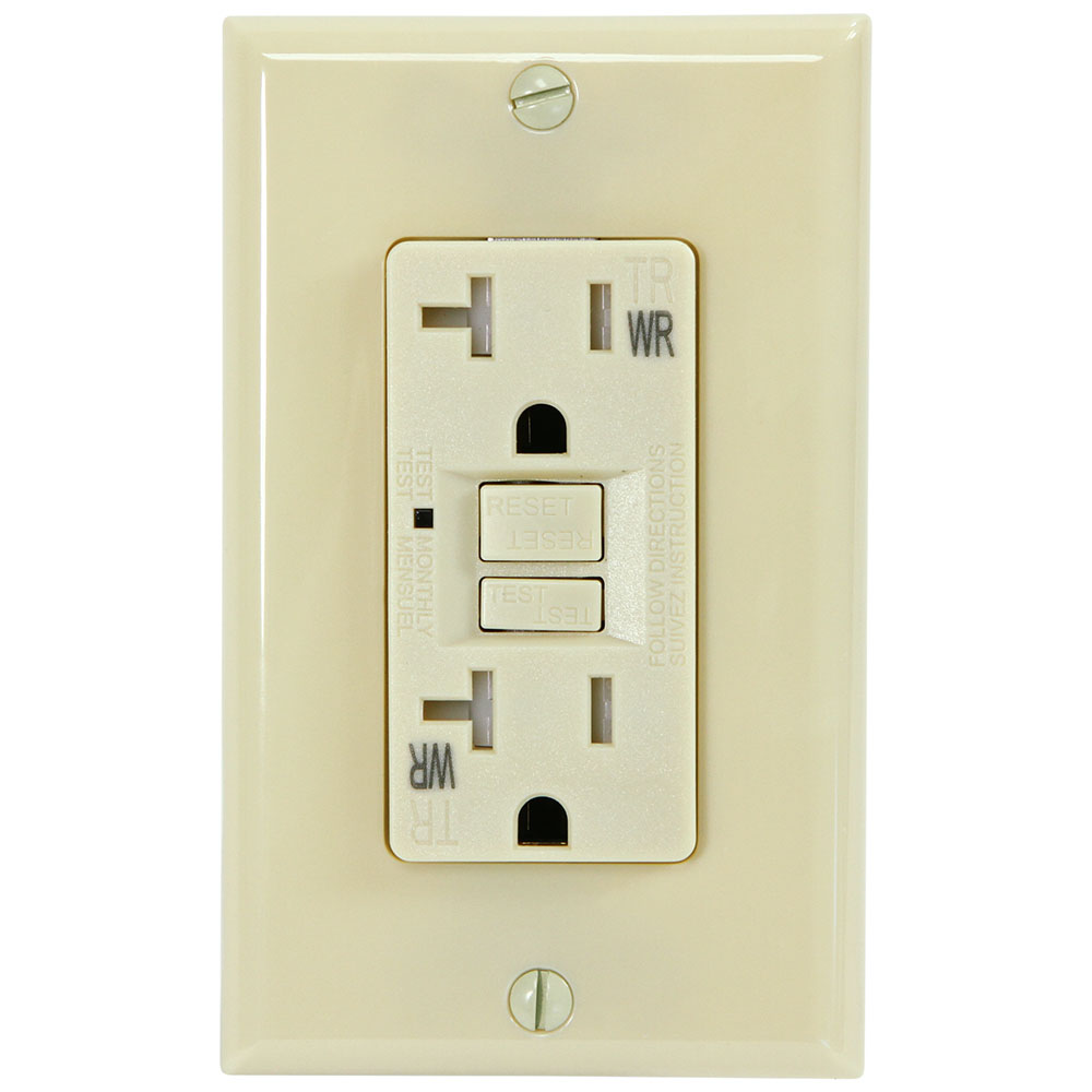 USI Electric G1420TWRIV 20 Amp GFCI Weather Resistant Outdoor Receptacle Duplex Outlet Protection, Ivory