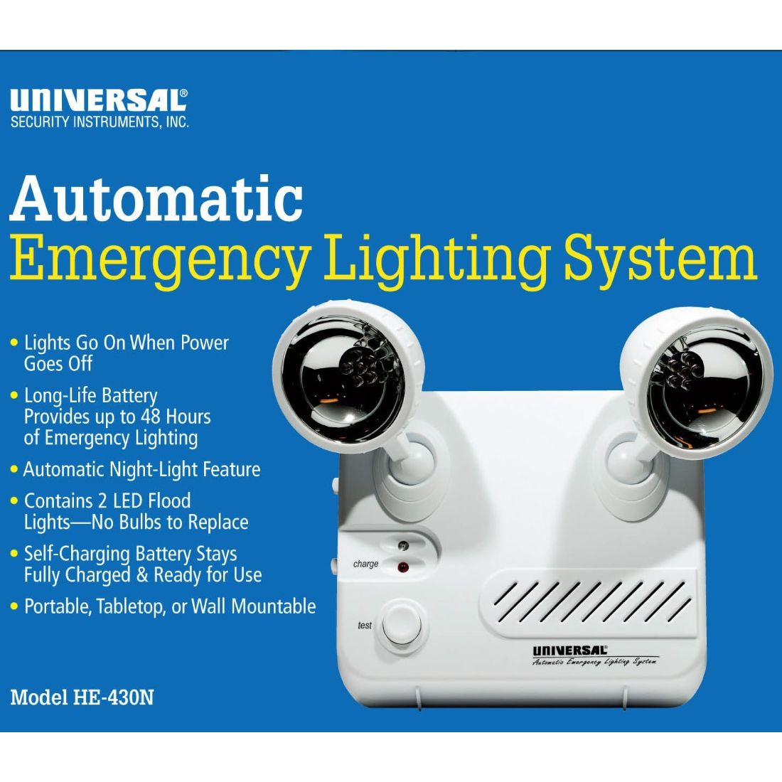 Universal Security Instruments HE-430N Automatic Emergency Lighting System