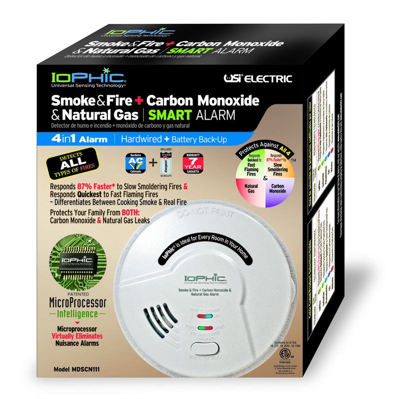 USI Electric MDSCN111CN 4-in-1 Universal Smoke Sensing Technology (IoPhic) Hardwired Smart Alarm