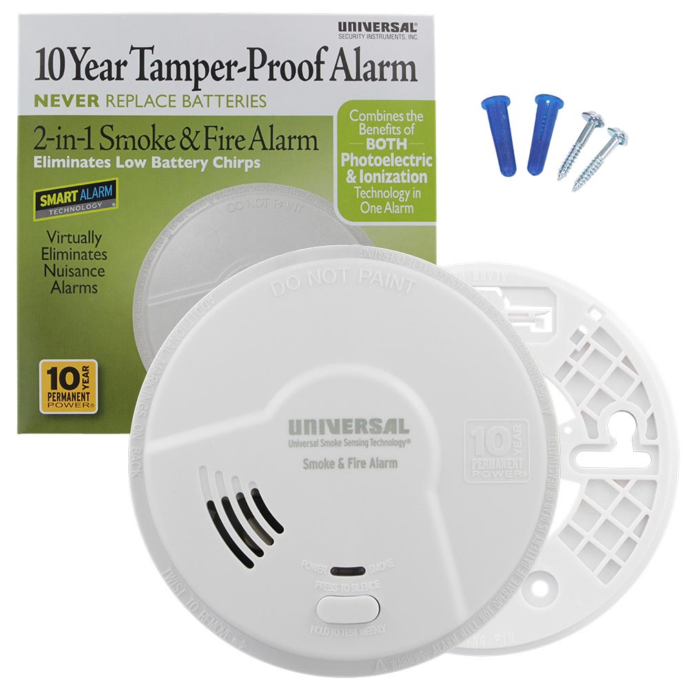 Universal Security Instruments MI3050SB 2-in-1 Smoke and Fire Smart Alarm with 10 Year Sealed Battery